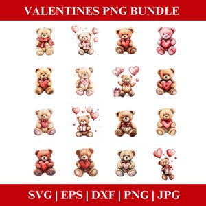 Teddy Bear Valentines Day PNG Bundle, Valentines Teddy Bear PNG SVG, Bear Clipart bundle, Valentines bundle Cricut Cut Files Silhouette
