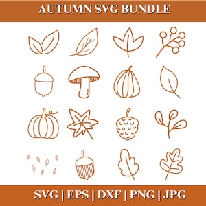 Autumn Leaves Vector SVG, Fall Leaf Outline Clipart Bundle, Maple Leaf Cut File for Cricut Silhouette