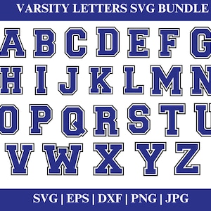 Varsity-lettertype, college-lettertype, jersey-lettertype, varsity-letters, varsity-lettertypebestand, honkballettertype, sportlettertype, silhouet, snijbestanden voor Cricut