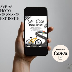 Bicycle Birthday Invitation Template, Editable Bike Let's Ride Birthday ...