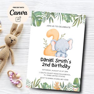 Zwei wilde Geburtstags-Einladung, Safari 2.Geburtstag einladen Dschungel-Tier Junge-Einladung zum 2.Geburtstag, Einladung zum 2.Geburtstag einladen Digital Download