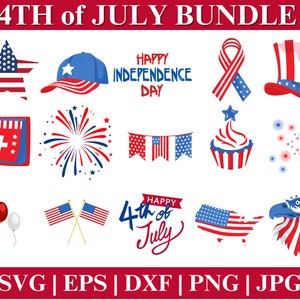 4th of July SVG Bundle, Independence Day, USA Flag, Patriotic Cricut Files Digital Product, Instant Download