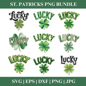 Glückliches St. Patricks Day Kleeblatt PNG Clipart Bundle, St. Patricks Day PNG SVG Clipart, Shamrock Clipart Cricut Cut Dateien Silhouette