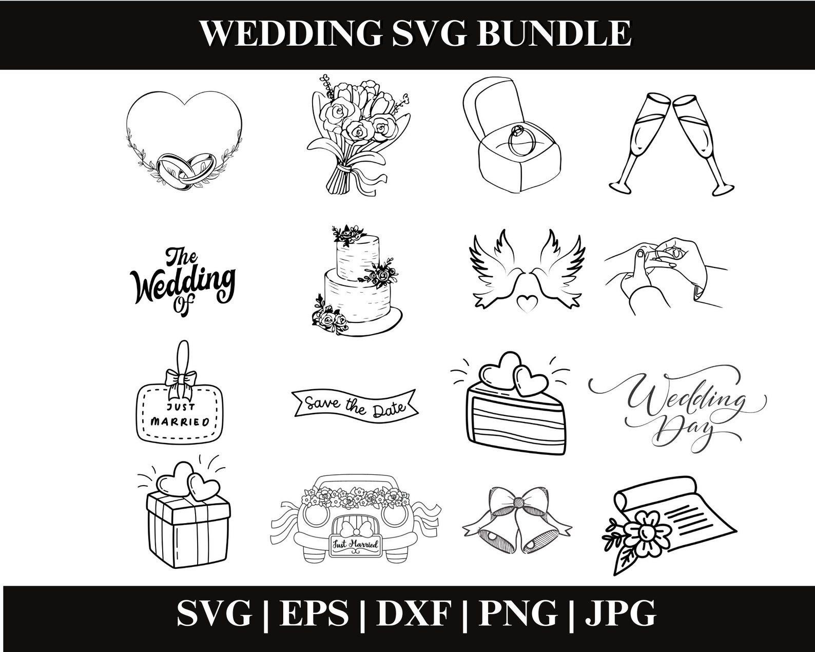 Wedding SVG Bundle, Wedding Png Clipart, Wedding SVG Cut Files for ...