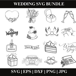 Lot mariage SVG, clipart png mariage, fichiers coupés SVG mariage pour Cricut, lot Svg mariage, fichier coupé Cricut