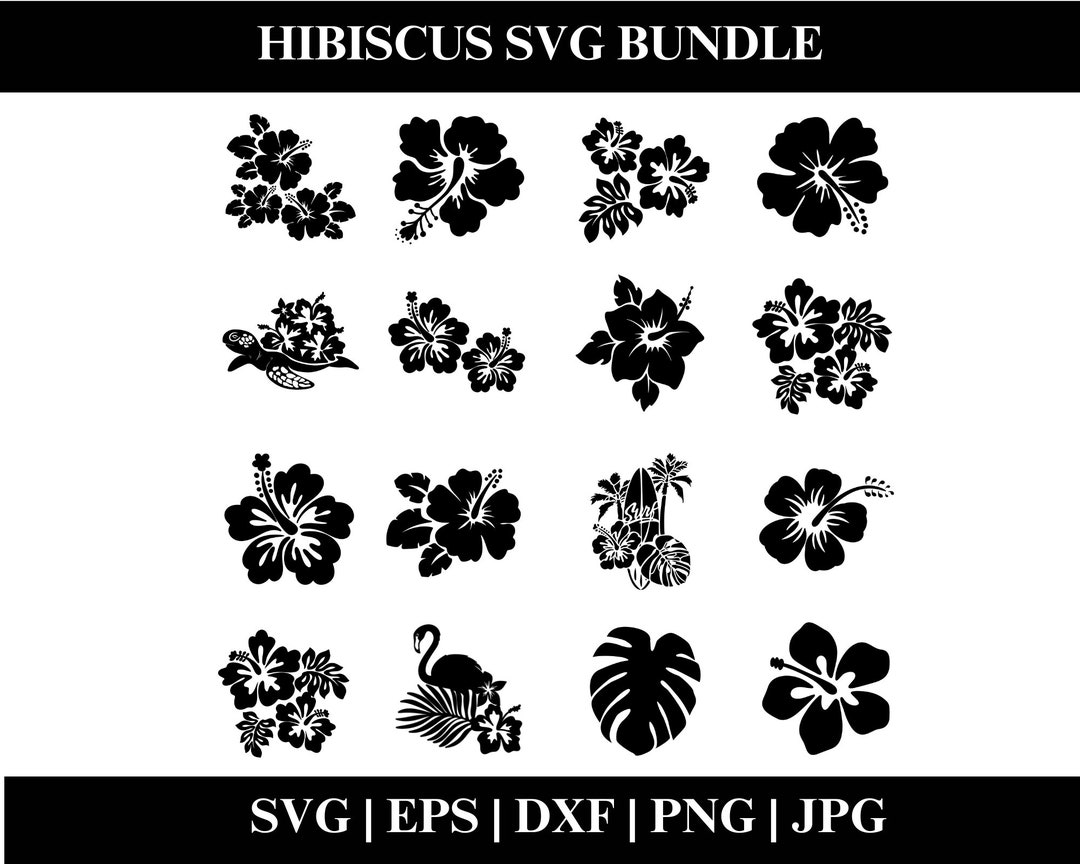 Hibiscus Vector SVG, Flower Svg, Hibiscus Svg, Tropical Flower Svg ...