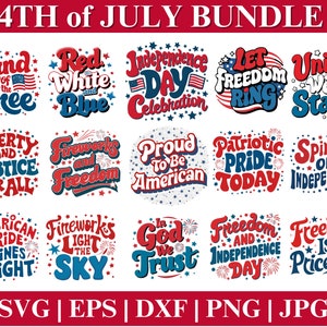 4th of July SVG Bundle, Independence Day, USA Flag, Patriotic Cricut Files Digital Product, Instant Download