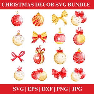 Christmas Balls SVG, Present SVG Bundle, Christmas Ornaments Svg, Xmas Balls Clipart, Cut Files For Cricut, Christmas PNG, Decor Svg