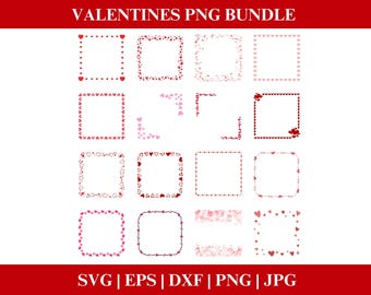 May include: A set of 16 Valentine's Day frames featuring various designs of hearts in red and pink. The frames are perfect for adding a romantic touch to your crafts and projects.