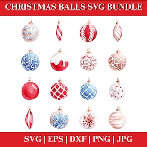 Christmas Balls SVG, Present SVG Bundle, Christmas Ornaments Svg, Xmas Balls Clipart, Cut Files For Cricut, Christmas PNG, Decor Svg