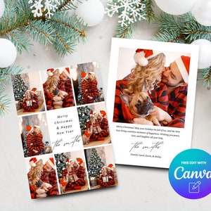 Christmas Photo Card Template, Picture Holiday Card, Modern Holiday Card Template, Family Photo Card, Canva Template, Digital Download