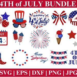 4th of July SVG Bundle, Independence Day, USA Flag, Patriotic Cricut Files Digital Product, Instant Download