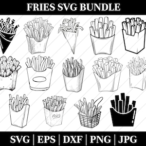 Pacote SVG DE BATATAS FRITAS, Batatas Fritas Svg, Pacote Svg de Alimentos, Alimentos Svg, Download Instantâneo, Batatas Fritas Svg, Batatas Fritas Pequenas Svg, Batatas Fritas Svg, Cricut