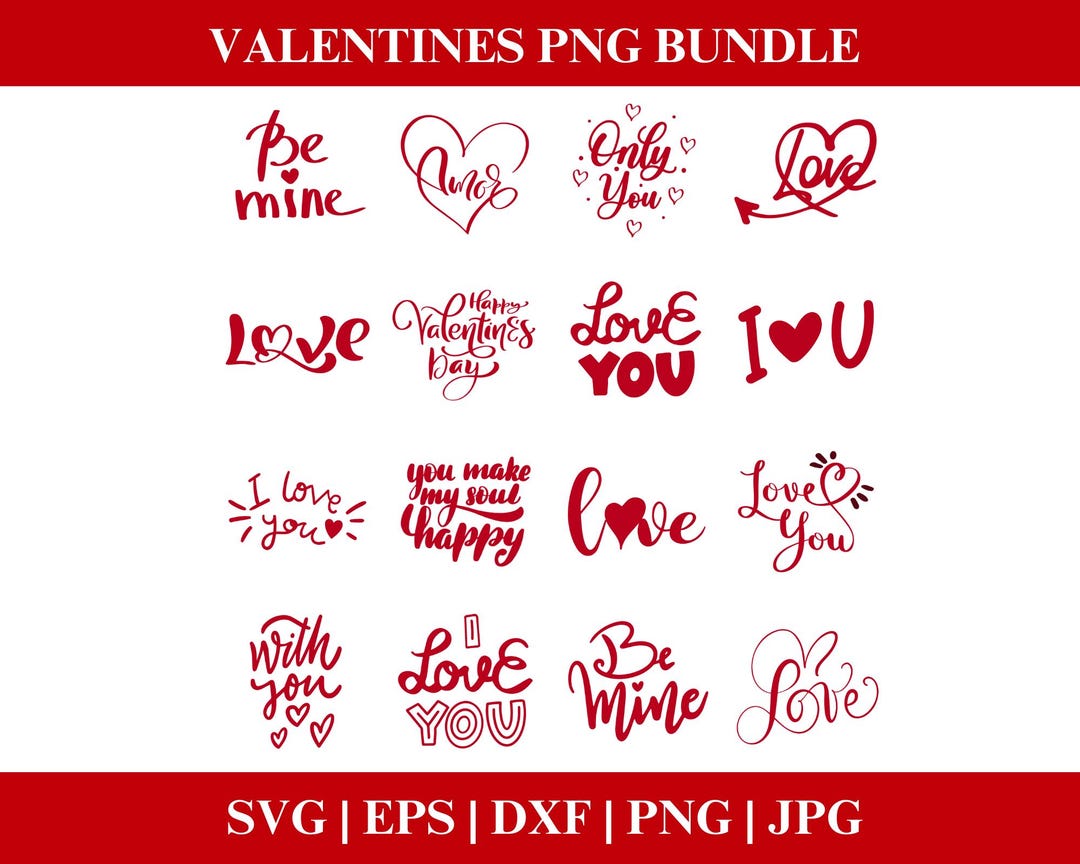 Valentines Day Quotes PNG Bundle, Valentines Day Sayings PNG SVG ...