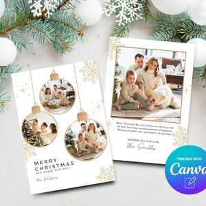 Christmas Photo Card Template, Picture Holiday Card, Modern Holiday Card Template, Family Photo Card, Canva Template, Digital Download