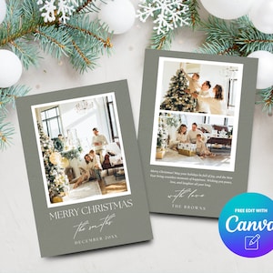 Christmas Photo Card Template, Picture Holiday Card, Modern Holiday Card Template, Family Photo Card, Canva Template, Digital Download