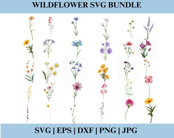 Watercolor Wildflowers Clipart, Meadow Floral Graphics, Boho Wedding Invitation, PNG, Wedding Clipart