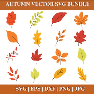 Autumn Leaves SVG, Fall Leaf Clipart Bundle, Maple Leaf Cut File for Cricut Silhouette