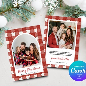 Editable Christmas Photo Card Template, Christmas Holiday Photocard, Modern Family Photo Card, Canva Template, Digital Download