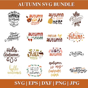 Autumn Fall Bundle SVG PNG, Fall png, Fall SVG Bundle, Autumn Svg, Thanksgiving Svg, Fall Svg Designs, Fall Sign, Cut File Cricut