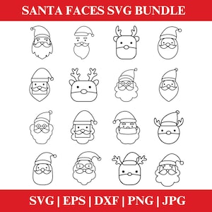 Santa Face SVG, Santa Claus SVG, Christmas SVG, Reindeer Face, Reindeer Cut File, Santa Face Clip Art, For Cricut Silhouette Cut File