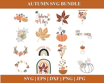 Feuilles d'automne SVG, ensemble de cliparts feuille d'automne, fichier coupé feuille d'érable pour Silhouette Cricut