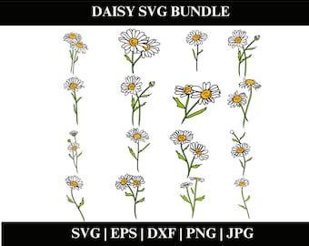 Daisy SVG Bundle, Daisy Clipart, Flower SVG files for Cricut, Retro Daisy SVG, Daisy Cut File, Files for Cricut