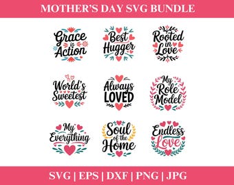 Muttertag Zitate SVG Bundle, Muttertag Zitat svg, Clipart Muttertag für Mama PNG Download, Muttertag SVG, Cut File Cricut