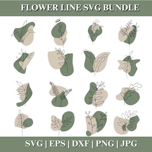 Aesthetic Flower line SVG Bundle, floral line PNG, Aesthetic Flower, Flower SVG, Floral Svg,  Files for Cricut