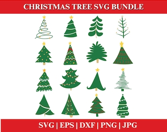 Pakiet PNG choinki, Boże Narodzenie SVG, Choinka Svg, Clipart świąteczny, Choinka Png, Boże Narodzenie Cyfrowe, Cricut, Sylwetka