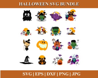 HALLOWEEN SVG-paket, Halloween-klippfiler för Cricut, Halloween Clipart, Halloween PNG-paket, klippfil Cricut