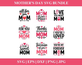 Mother's Day Quotes Design SVG Bundle, Mother's Day svg, Clipart Mother's Day clipart PNG Download, Mothers day PNG, Cut File Cricut