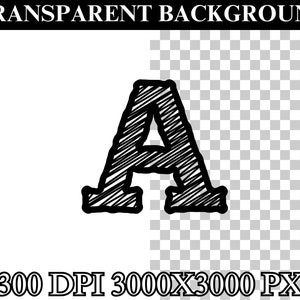 May include: A black and white hand-drawn letter A with a textured, sketched look. The letter is in a bold, uppercase font.