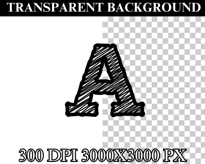 May include: A black and white hand-drawn letter A with a textured, sketched look. The letter is in a bold, uppercase font.