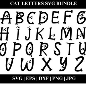 Paw Prints Alphabet Letters SVG, Paw Alphabet, Animal Letters Clipart, Cricut, Silhouette, Digital Download, Cut files for Cricut