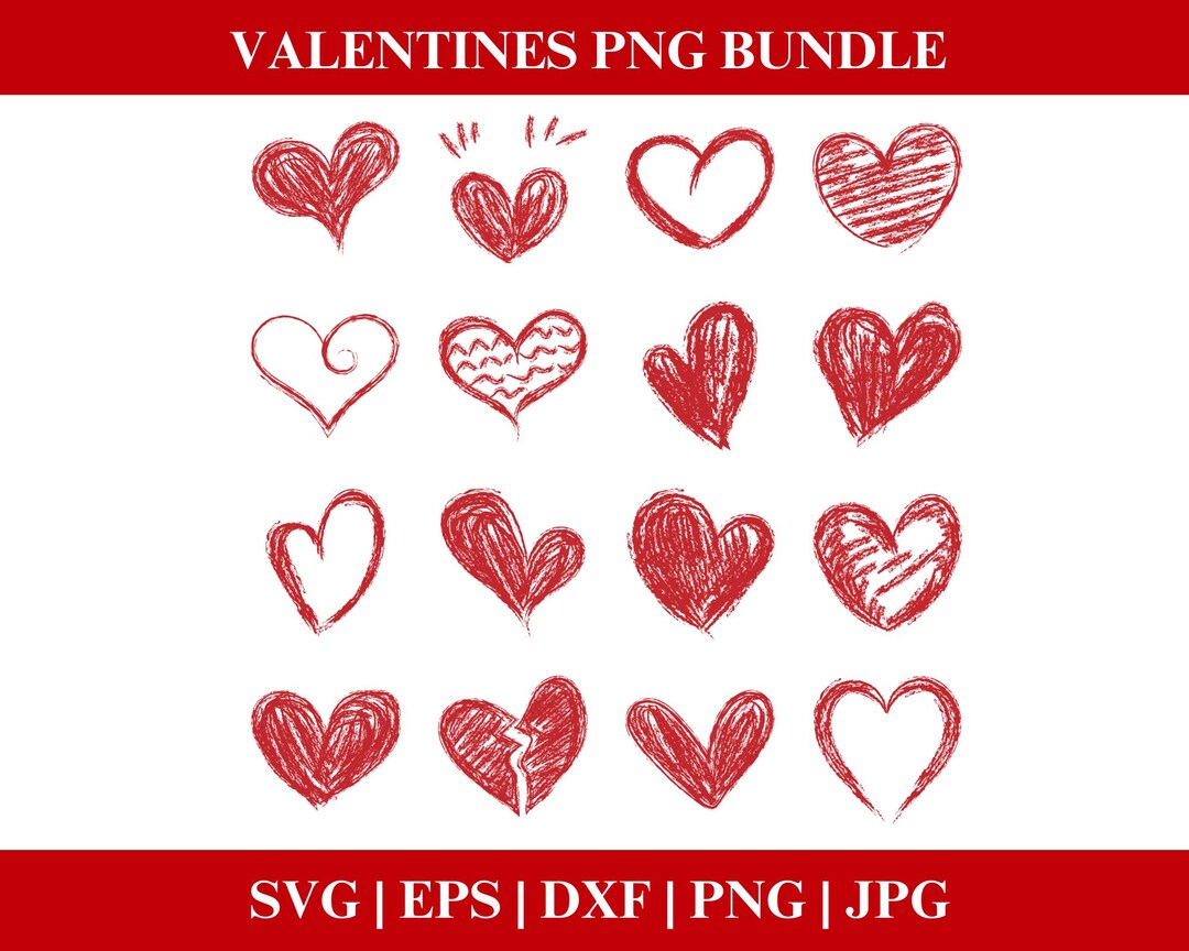 Hearts Valentines Day PNG Bundle, Valentines Heart PNG SVG Clipart ...