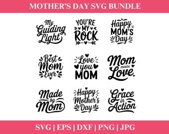 Mother's Day Quotes Design SVG Bundle, Mother's Day svg, Clipart Mother's Day clipart PNG Download, Mothers day PNG, Cut File Cricut