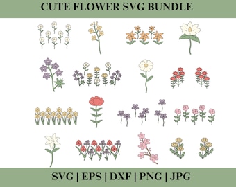 Niedliche Blume SVG Bundle, Blumen Cricut, Cartoon Blume Clipart, digitaler Download