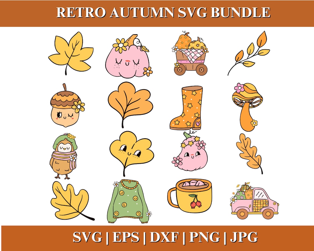 Retro Fall Bundle SVG PNG, Thanksgiving Svg, Fall Vibes Svg, Trendy Svg ...