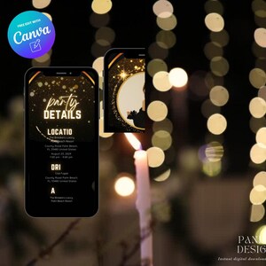 Photo Digital Birthday Dinner invitation, Animated Digital Birthday Party Video Invite, Dinner Birthday Canva Template, Digital Download