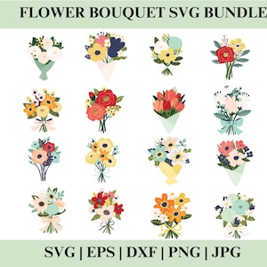 Bundle bouquet de fleurs SVG, bouquet de fleurs sauvages coupés fichiers pour Cricut, mariage SVG, téléchargement immédiat