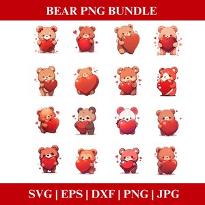 Teddy Bear Valentines Day PNG Bundle, Valentines Teddy Bear PNG SVG, Bear Clipart bundle, Valentines bundle Cricut Cut Files Silhouette