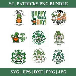 Glücklicher St. Patricks Tag Zwerge Kleeblatt PNG Clipart Bundle, St. Patricks Tag PNG SVG Clipart, Shamrock Clipart Cricut Dateien Silhouette