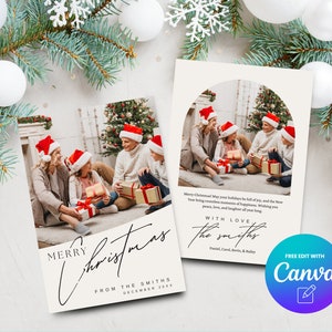 Christmas Photo Card Template, Picture Holiday Card, Modern Holiday Card Template, Family Photo Card, Canva Template, Digital Download