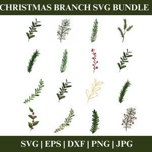 Christmas Branches SVG Bundle,  Christmas SVG, Frame Svg Files For Cricut, Winter Greenery , Christmas Frame Svg | Christmas Borders PNG