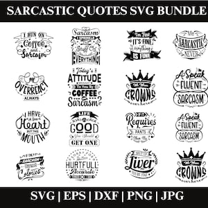 Lot Svg citations sarcastiques drôles, sarcasme Svg Bundle, fichiers SVG sarcasme, sarcastique Sublimation Bundle, couper des fichiers pour Cricut
