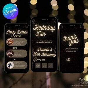 Digital Birthday Dinner invitation, Animated Digital Birthday Party Video Invite, Dinner Birthday Canva Template, Digital Download