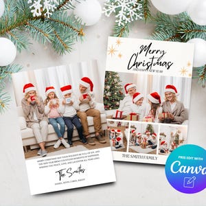 Printable Christmas Photo Card Template, Holiday Photo Card, Minimalist Christmas Photo Card, Canva Template, Digital Download