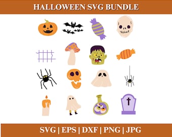 HALLOWEEN SVG-paket, Halloween-klippfiler för Cricut, Halloween Clipart, Halloween PNG-paket, klippfil Cricut
