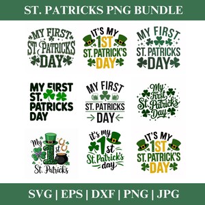 Mein erstes St. Patrick&#39;s Day Kleeblatt PNG Clipart Bundle, St. Patrick&#39;s Day PNG SVG Clipart, Shamrock Clipart Cricut Cut Dateien Silhouette